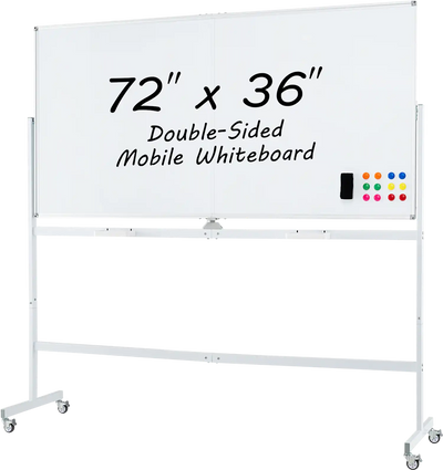 Costway Rolling Double-Sided Magnetic Whiteboard w/ Stand Aluminum Frame 974312568 New