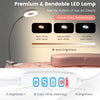Bendable USB-plug LED table lamp with 3 color temperatures and 9 brightness levels for manicure nail table in pink.