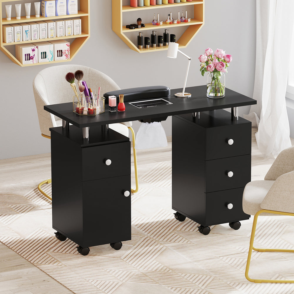 Manicure Table Nail Desk with Electric Dust Collector and 3 Dust Bags-Black - Gallery View 1 of 10