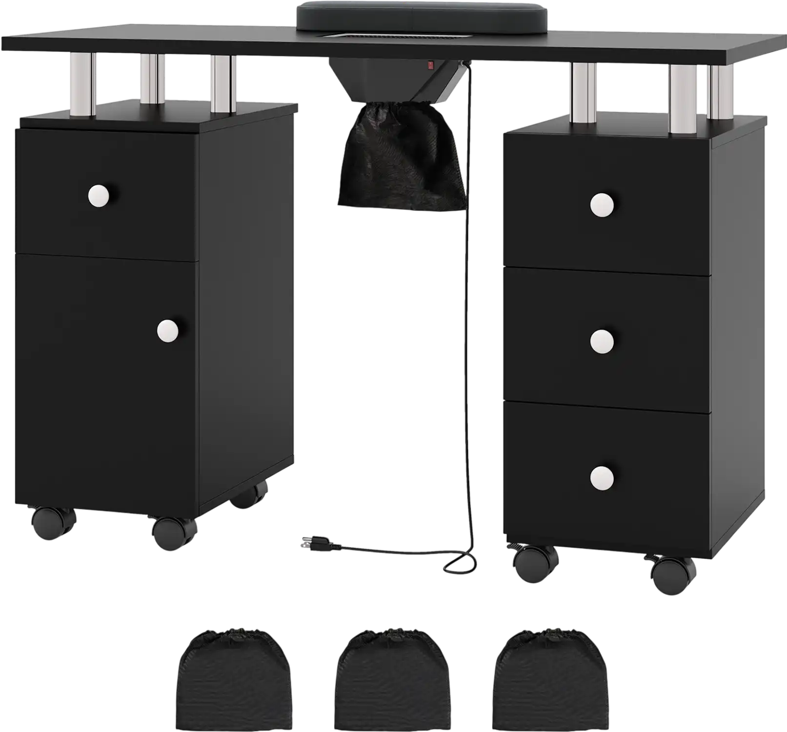 Costway Manicure Table Nail Desk Electric Dust Collector 3 Dust Bags 631582947 New