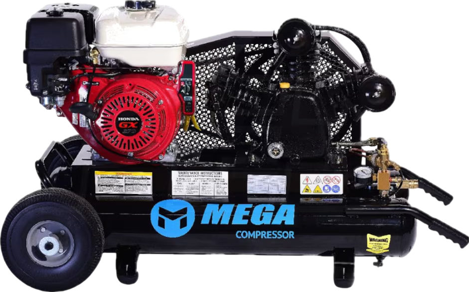 Mega Compressor MP-9010HGE Air Compressor Twin Tank 10 Gallon 9 HP 180 PSI Electric Start New
