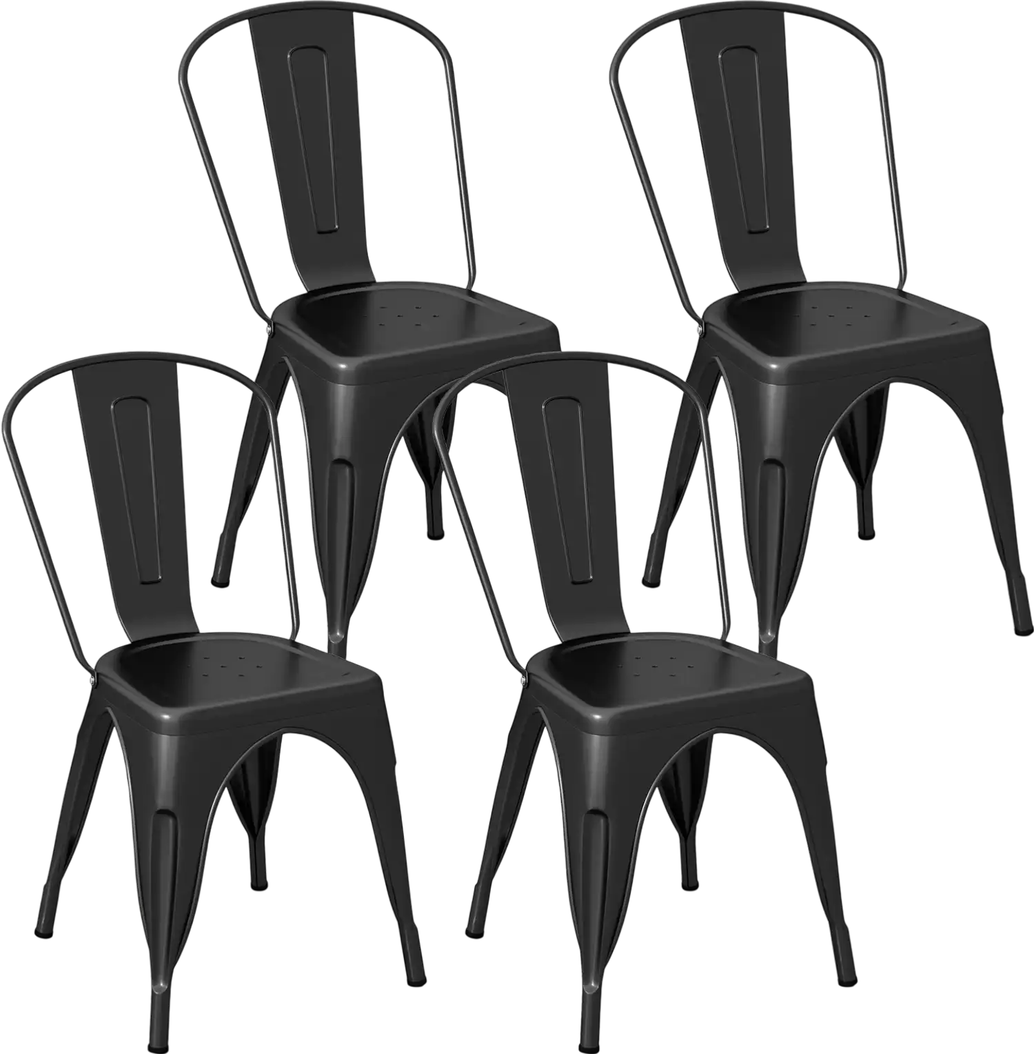 Costway Metal Dining Chairs Set of 4 Removable Backrest 146582973 New