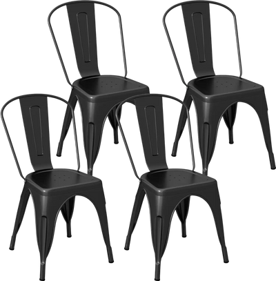 Costway Metal Dining Chairs Set of 4 Removable Backrest 146582973 New
