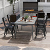 Metal Dining Chairs Set of 4 with Removable Backrest for Dining Room Restaurant Living Room-Black - Gallery View 1 of 10