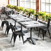 Black metal dining chairs set of 4 with removable backrests, ideal for restaurants and living rooms, featuring a sturdy.
