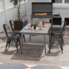 Metal Dining Chairs Set of 4 with Removable Backrest for Dining Room Restaurant Living Room-Gun - Gallery View 1 of 10