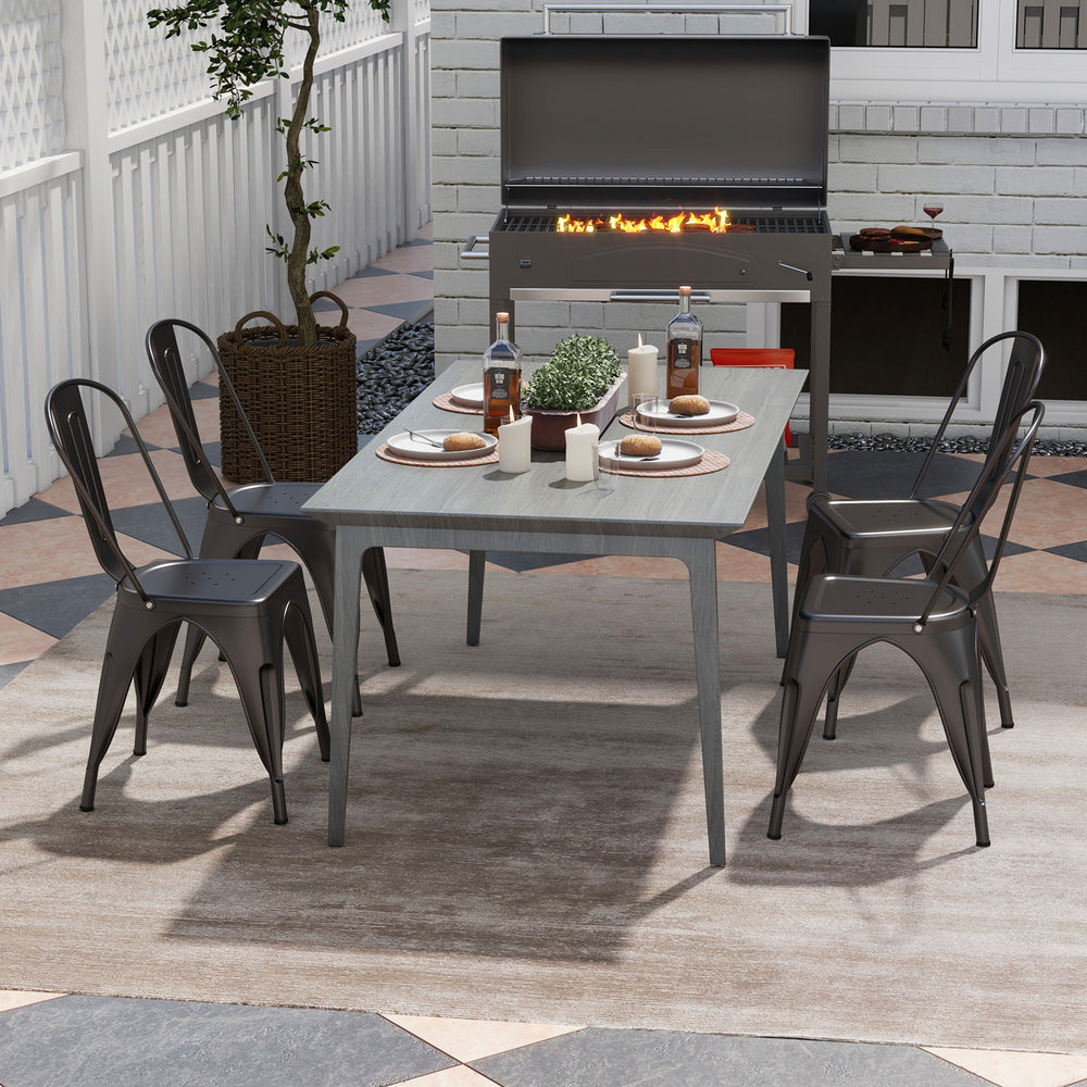 Metal Dining Chairs Set of 4 with Removable Backrest for Dining Room Restaurant Living Room-Gun - Gallery View 1 of 10