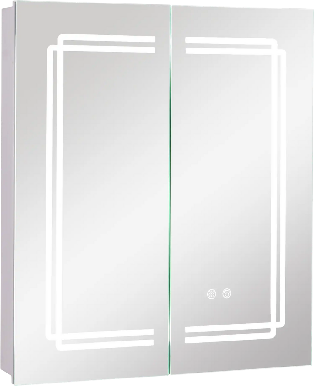 2 Doors Bathroom Mirror Medicine Wall Cabinet with Lights