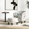 Modern accent tub chair and ottoman set with beige fabric upholstery, ideal for living room or office use.