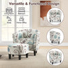 Modern accent tub chair and ottoman set with beige fabric upholstery, ideal for living room or bedroom use.