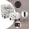 Modern accent tub chair and ottoman set with beige fabric upholstery, sturdy wood legs, and anti-slip foot pads for.