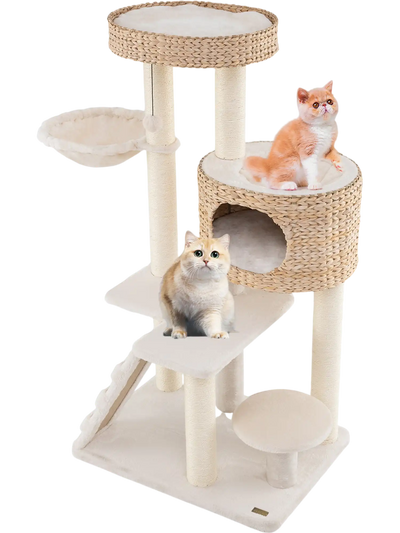 Costway Modern Cat Tree Condo Top Perch Natural 31495276 New