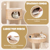 Spacious condo with removable, machine washable cushions for indoor cats, featuring natural cattail fluff design.