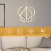 Modern dimmable LED chandelier with adjustable height, 3000K warm white light, ideal for dining rooms and living spaces.