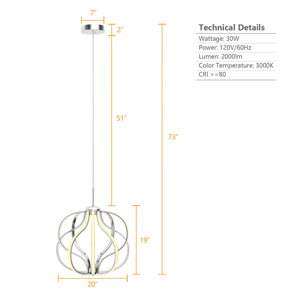 Modern LED chandelier with adjustable height, 3000K warm white light, ideal for dining rooms and living spaces.