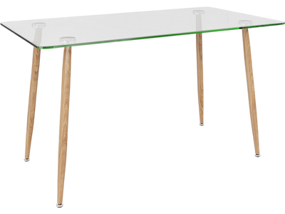 Costway Glass Rectangular Dining Table Metal Legs 92415876 New