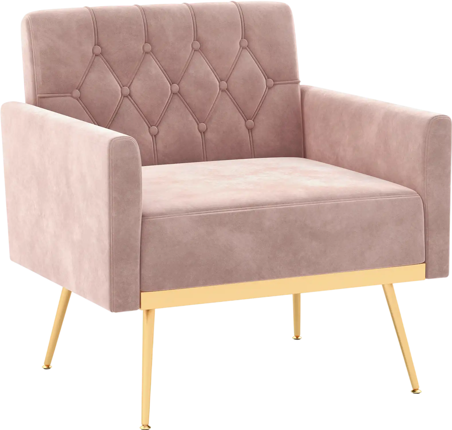 Costway Modern Velvet Accent Chair Button Tufted Gold Metal Legs 95718642 New