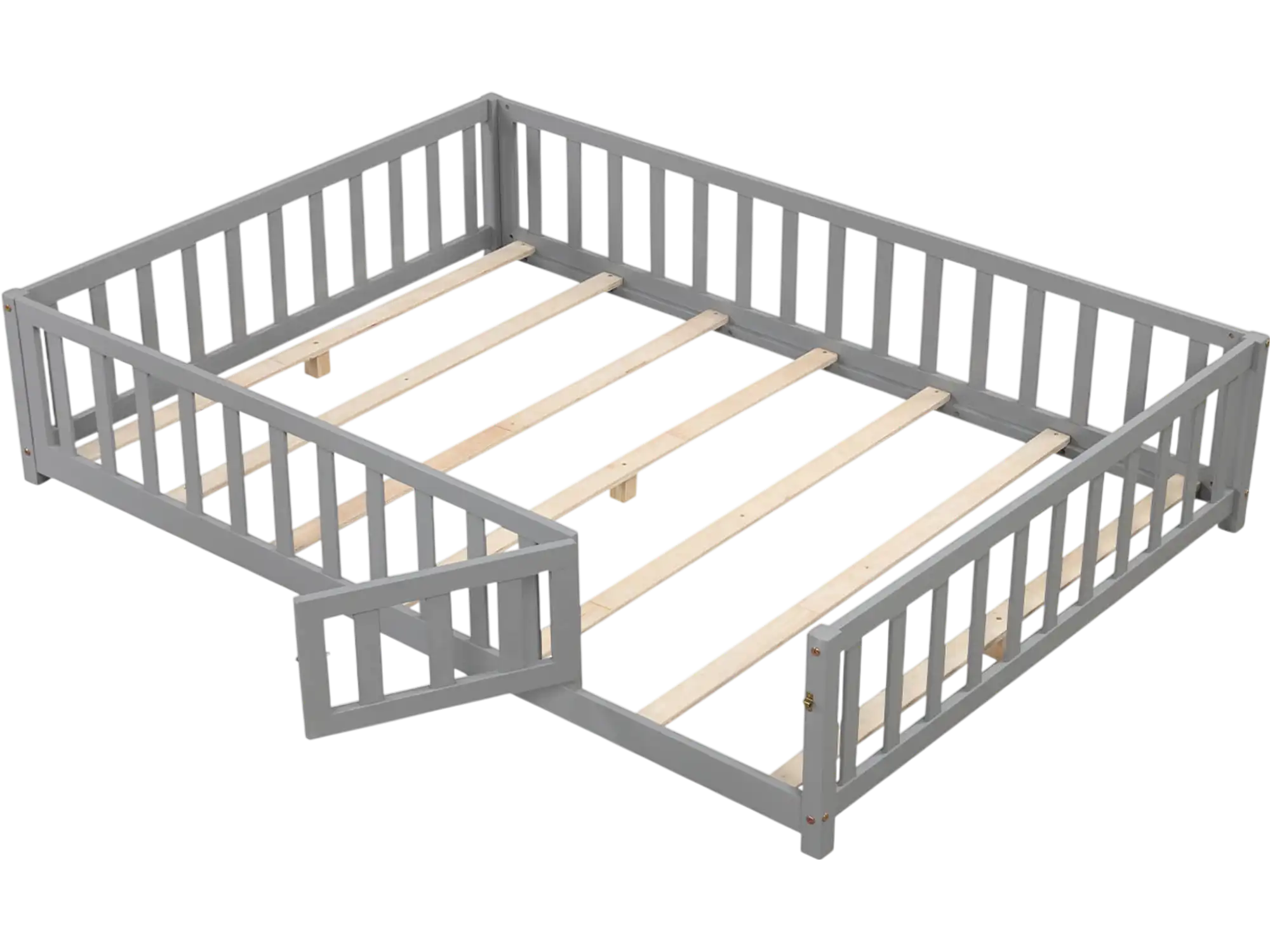 Costway Montessori Toddler Bed Frame Full-Length Guardrails Safety Door Latch 328964715 New