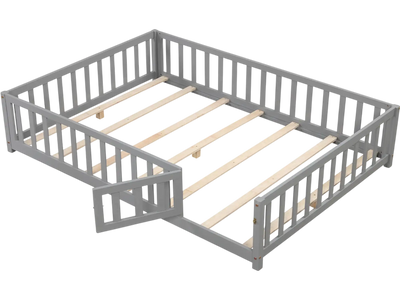 Costway Montessori Toddler Bed Frame Full-Length Guardrails Safety Door Latch 328964715 New