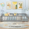 Montessori Bed Frame with Full-length Guardrails Safety Door and Latch-Gray - Gallery View 1 of 10
