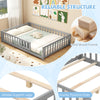 Montessori bed frame in gray with full-length guardrails and sturdy plywood slats for children's safety and.