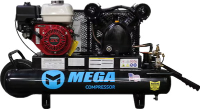 Mega Compressor MP-5510G Gas Air Compressor Twin Tank Wheelbarrow 5.5 HP 10 Gallon 150 PSI New