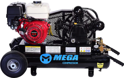 Mega Compressor MP-9010G Air Compressor Twin Tank 10 Gallon 9 HP 150 PSI Gas Honda Engine New
