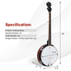5-string geared tunable banjo with removable rear cover, 24 adjustable brackets, perfect for country and bluegrass.