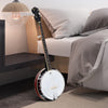 5-string geared tunable banjo with case, featuring a solid plywood frame and adjustable brackets for optimal sound.