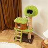 Mushroom-shaped cat tree with a spacious condo, climbing ladder, and sisal scratching posts for indoor cats.