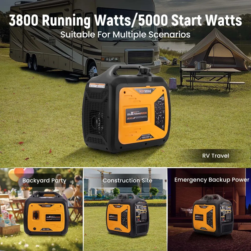 Maxpeedingrods MXR5000IE-US 3800W/5000W Inverter Generator Gas Low THD Remote Start CO Alert New