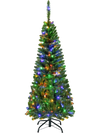 4.5 ft pre-lit pencil Christmas tree with 150 LED lights and 226 branch tips, perfect for narrow spaces and festive.