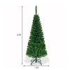 4.5 ft pre-lit pencil Christmas tree with 150 LED lights and 226 branch tips, ideal for narrow spaces and festive decor.