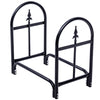 Heavy-duty steel firewood storage holder with black powder-coated finish, designed for outdoor use and excellent.