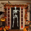 5.4-foot Halloween skeleton with movable joints, perfect for indoor and outdoor spooky decorations at parties.