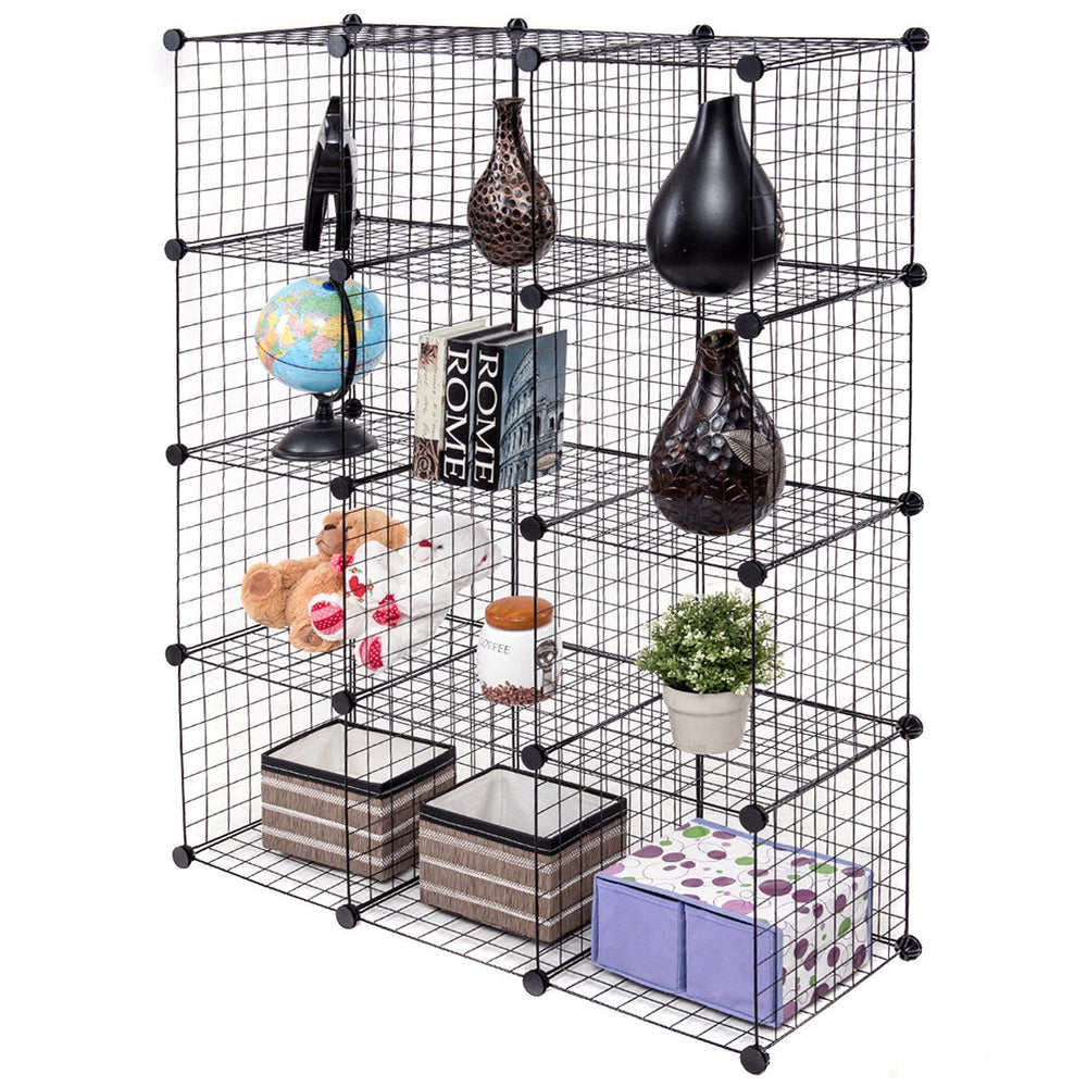 42" x 14" x 56" DIY 12-Cube Metal Grid Wire Storage Cubes - Gallery View 8 of 16