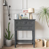 Narrow Console Table with 3 Storage Drawers and Open Bottom Shelf-Gray - Gallery View 1 of 8