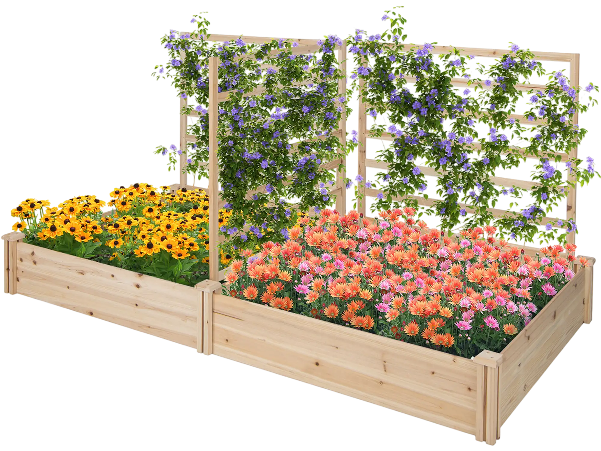 Costway Raised Garden Bed 2 Planter Boxes 3 Trellis 92675813 New