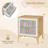 Nightstand with 2 pull-out drawers, elegant marble design, metal handles, and sturdy legs for bedroom or living room.