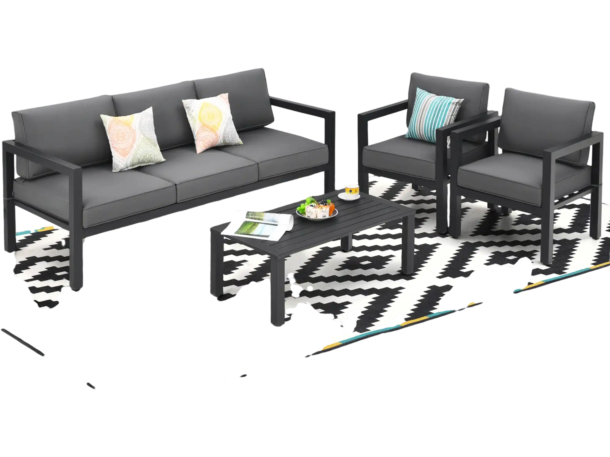 Costway 4-Piece Outdoor Patio Furniture Set Gray 78053694 New