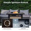 25-inch propane fire pit table with stainless steel burner, fire glass, and adjustable flame control for outdoor warmth.
