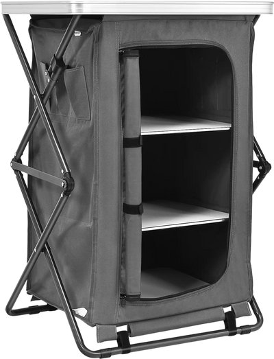 Costway Folding Camping Storage Cabinet 3-Shelf w/ Carry Bag 58329714 New