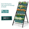 5-tier vertical garden planter with five green container boxes, featuring drainage holes and a sturdy iron frame for.