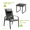 Adjustable backrest chair and tempered glass coffee table from the 3-piece patio bistro set for outdoor spaces.