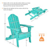Turquoise foldable patio chair with built-in cup holder, made from weather-resistant PE material, ideal for outdoor use.