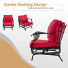 Red ergonomic glider chair from the 3-piece patio rocking chair set, featuring gentle rocking design and soft cushions.