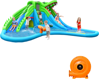 Costway Inflatable Crocodile Water Slide Bounce Castle w/ 780W Blower 03791258 New