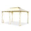 10x13 feet beige gazebo with removable mesh sidewalls, ideal for outdoor gatherings and providing sun protection.