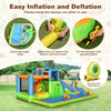 7-in-1 inflatable giant water park bouncer with dual climbing walls and 735W blower for backyard fun and summer.