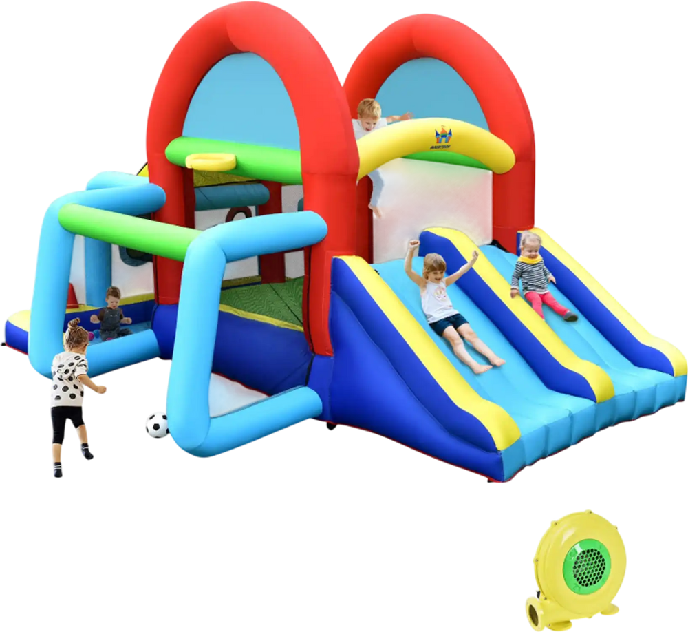 Inflatable Jumping Castle Bounce House with Dual Slides and 480W Blower